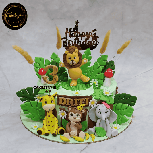 Wild Safari Adventure Cake,1.5kg black forest 3rd birthdaycake for a girl by cakestry15 noida,cake full image
