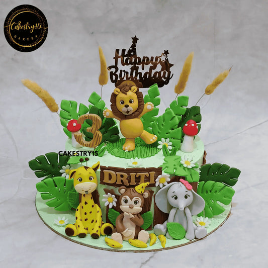 Wild Safari Adventure Cake,1.5kg black forest 3rd birthdaycake for a girl by cakestry15 noida,cake full image