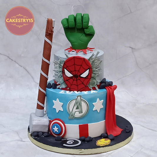 Avengers kids birthday cake design, premium theme cake Noida from eggless cakes collection