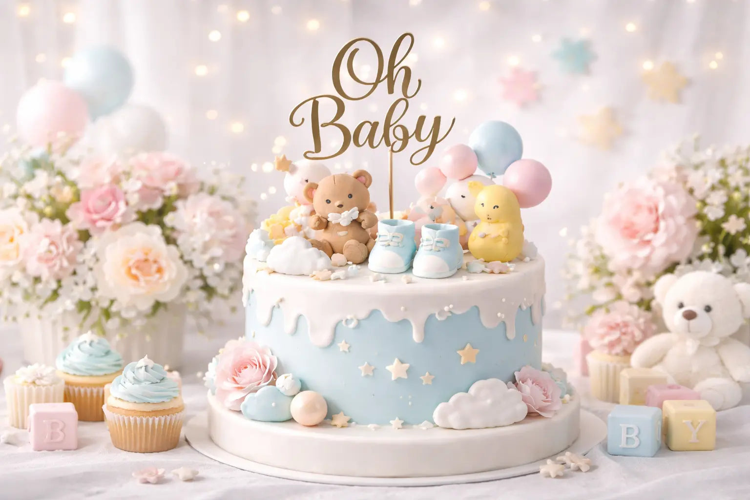 Premium baby shower theme eggless custom cake by Cakestry15 in Noida