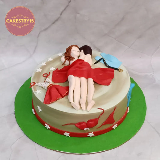 Eggless cakes bachelorette theme kids birthday cake style custom theme cake Noida with playful party figurines and pineapple flavour