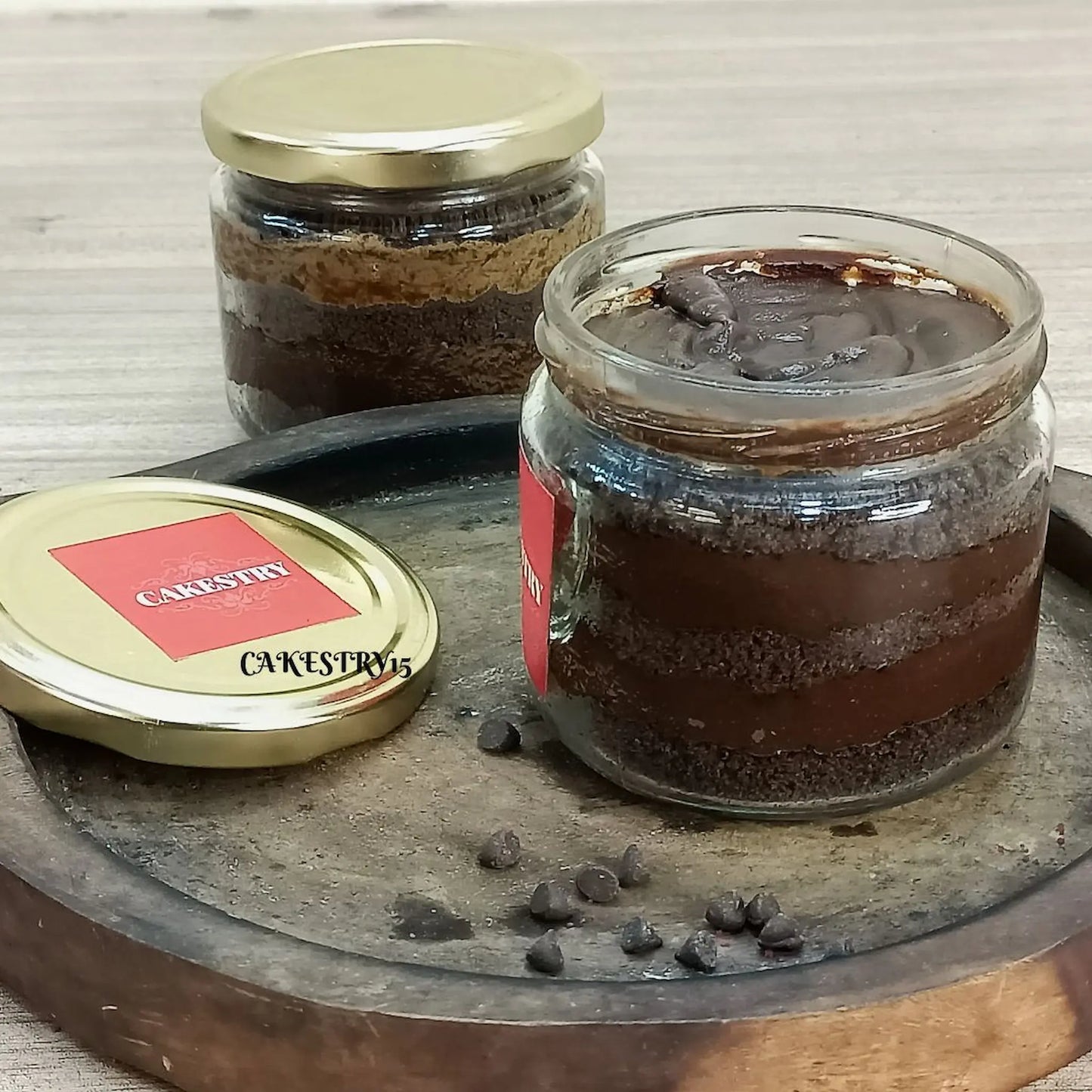 Belgian chocolate cake jar from Cakestry15, available in multiple sizes, perfect for gifting and events