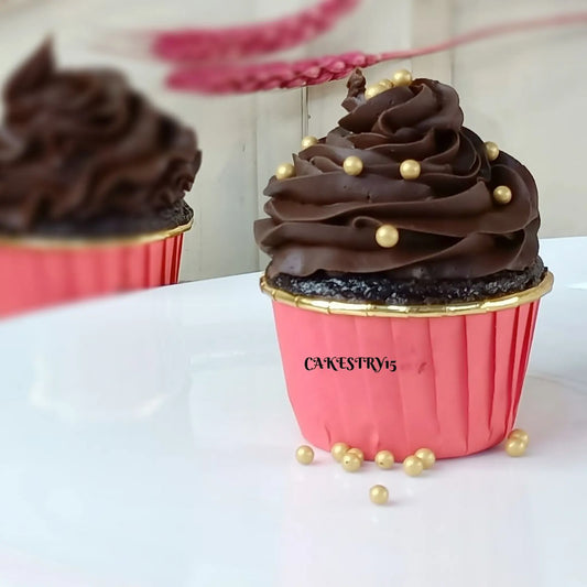 Eggless Belgian chocolate cupcakes with ganache piping from Cakestry15, Noida