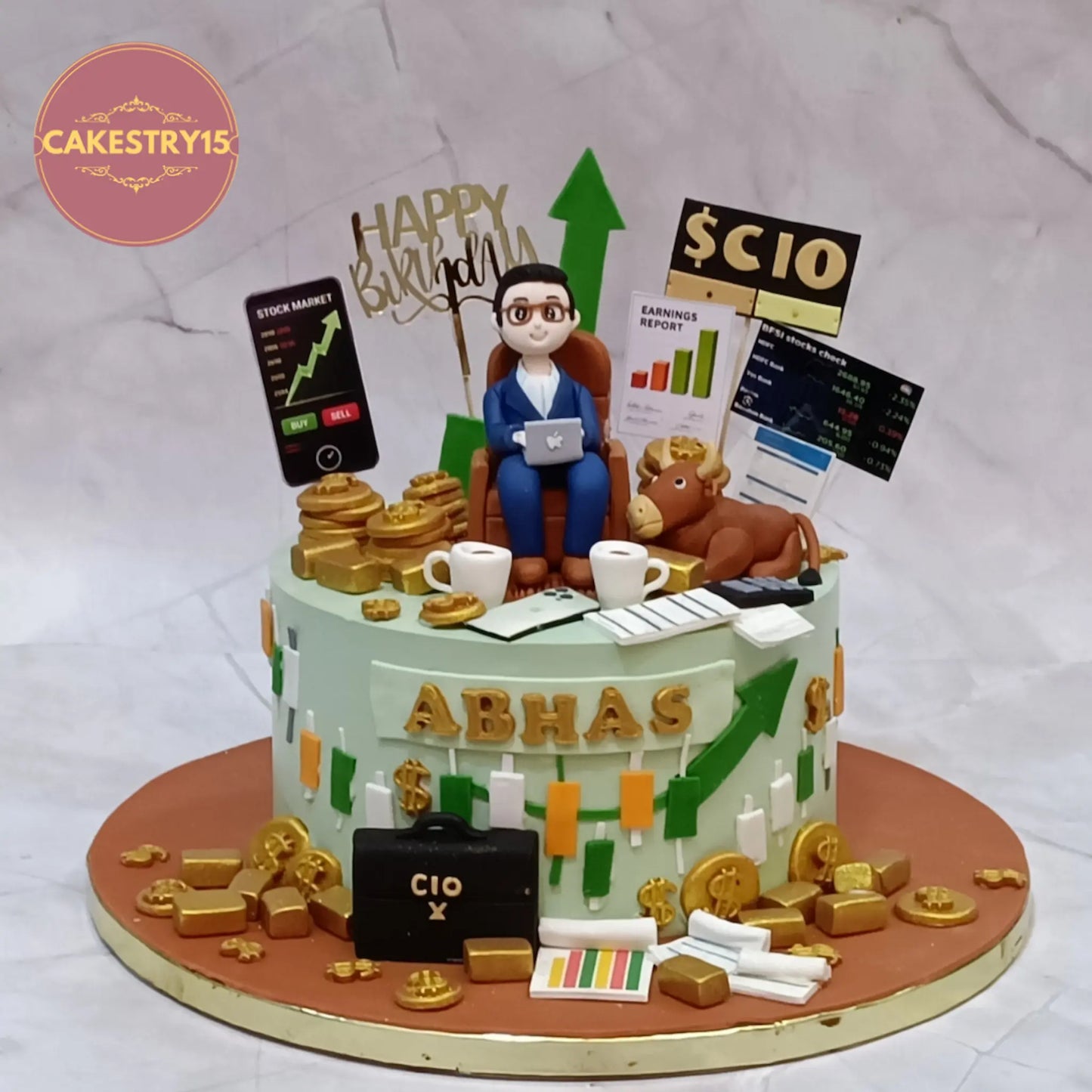 Boss theme birthday cake in chocolate flavour, premium theme cake Noida from eggless cakes collection