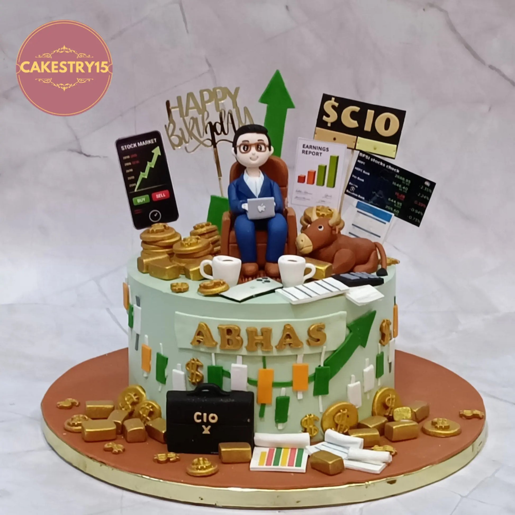 Boss theme birthday cake in chocolate flavour, premium theme cake Noida from eggless cakes collection