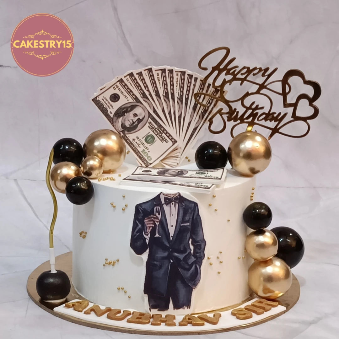 boss birthday theme 1kg pineapple flavour cake by cakestry15 noida