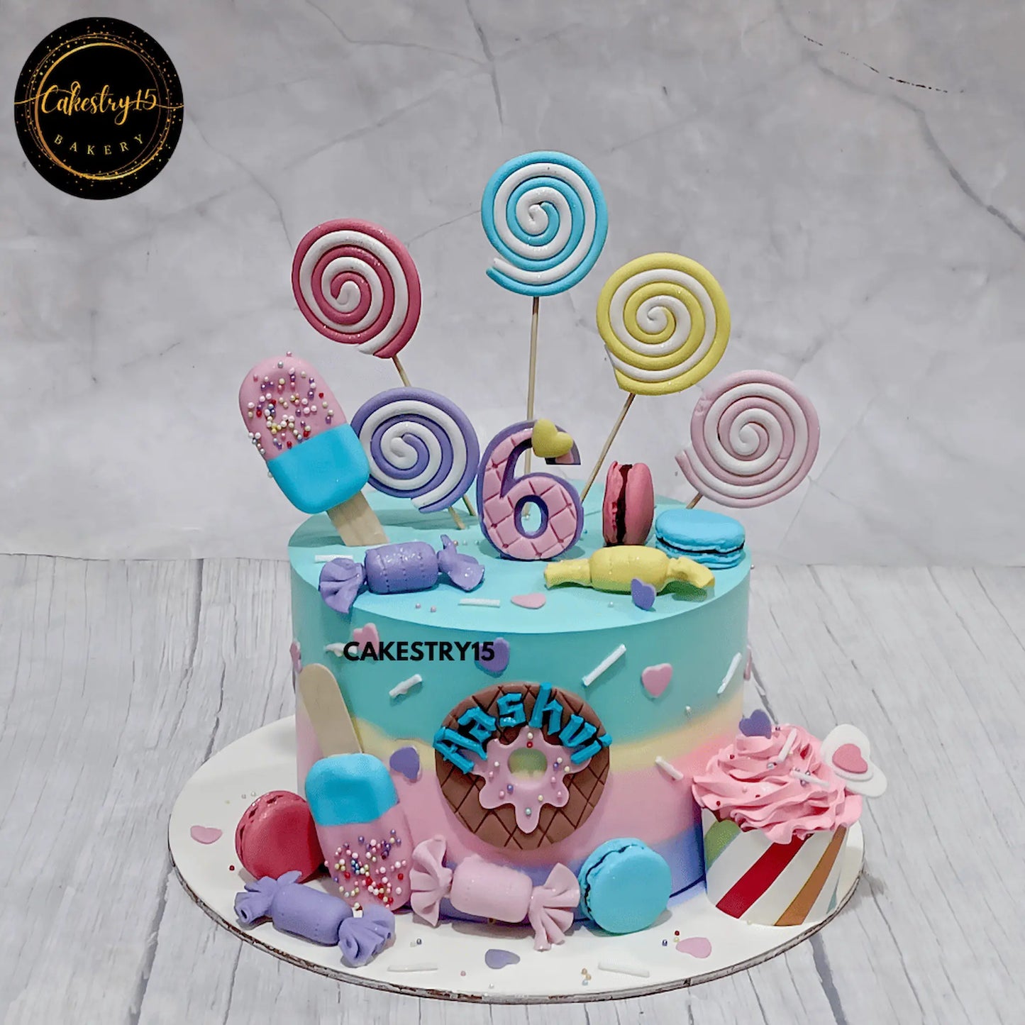 Candyland kids birthday cake with colourful design, perfect theme cake Noida from eggless cakes collection