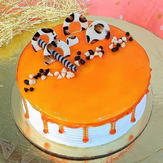 1kg butterscotch cake with caramel, nougat, choco chips, and chocolate garnish from Cakestry15