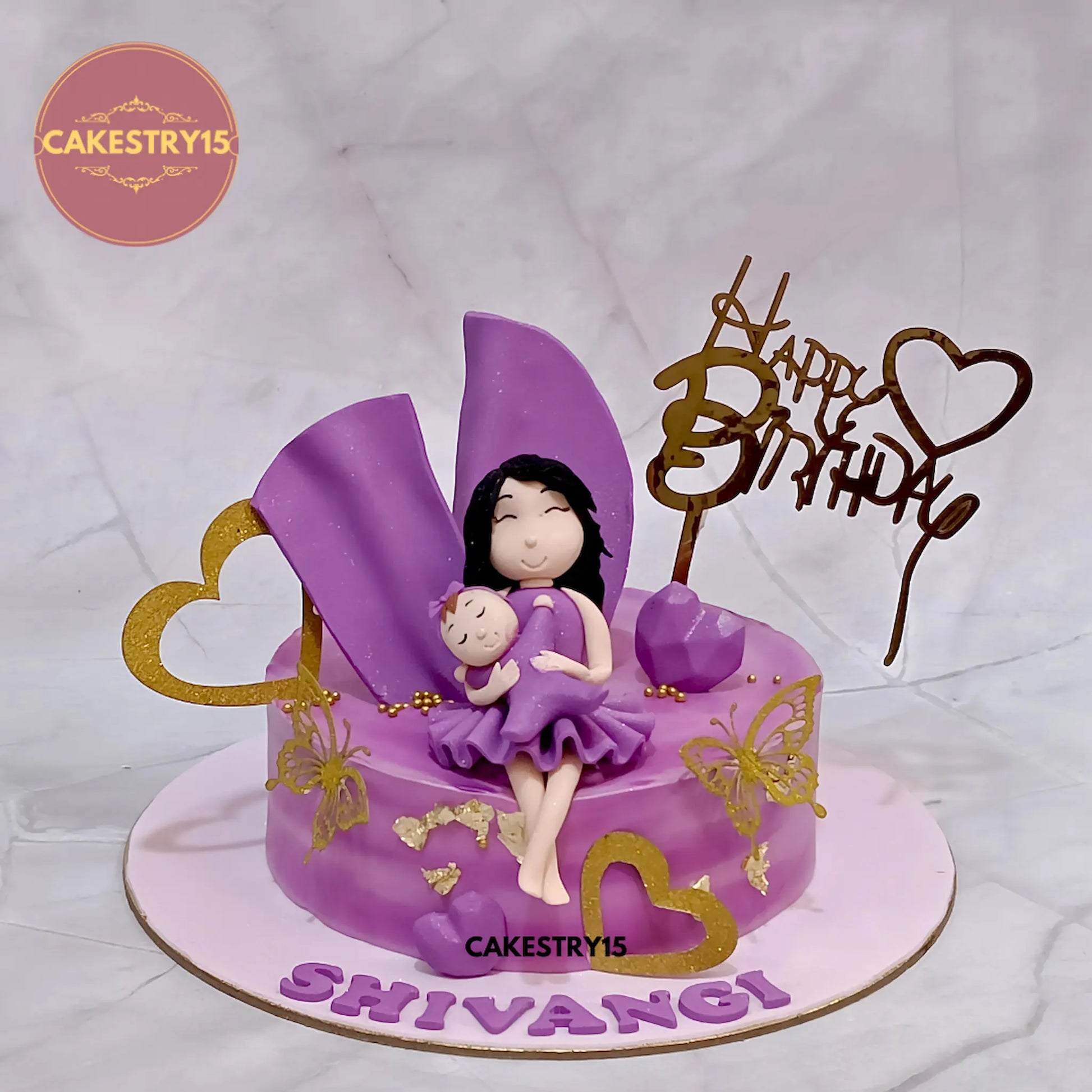 1kg chocolate butterfly theme birthday cake for wife with figurine from Cakestry15