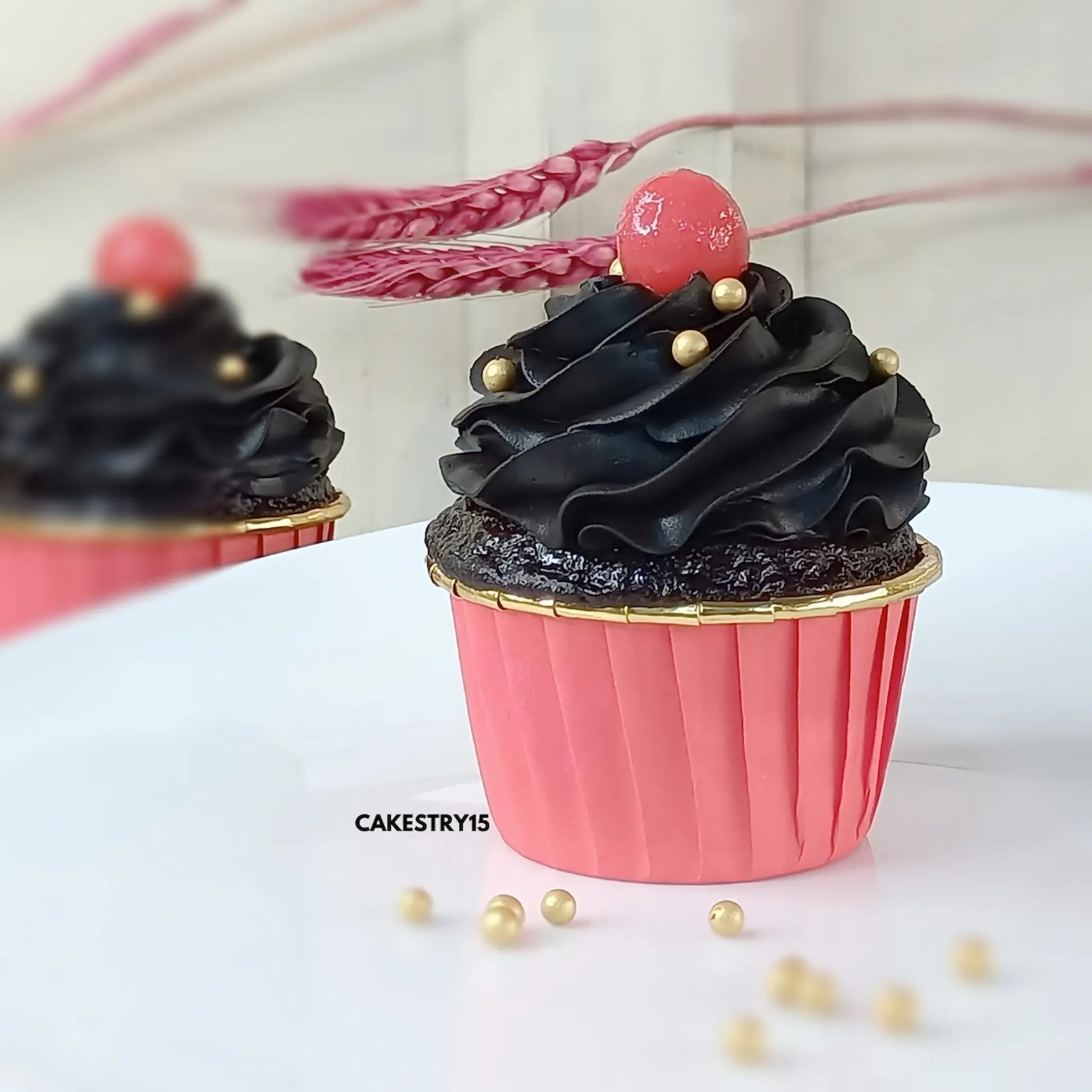 Eggless chocolate ganache cherry cupcakes by Cakestry15 in assorted sizes