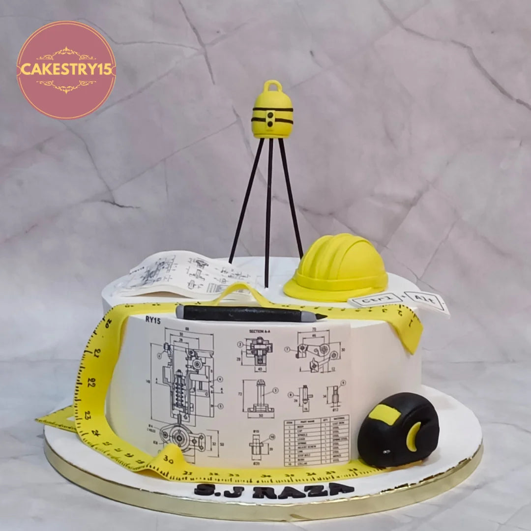 Construction theme mens birthday cake and corporate design from an eggless cakes bakery offering a theme cake Noida.