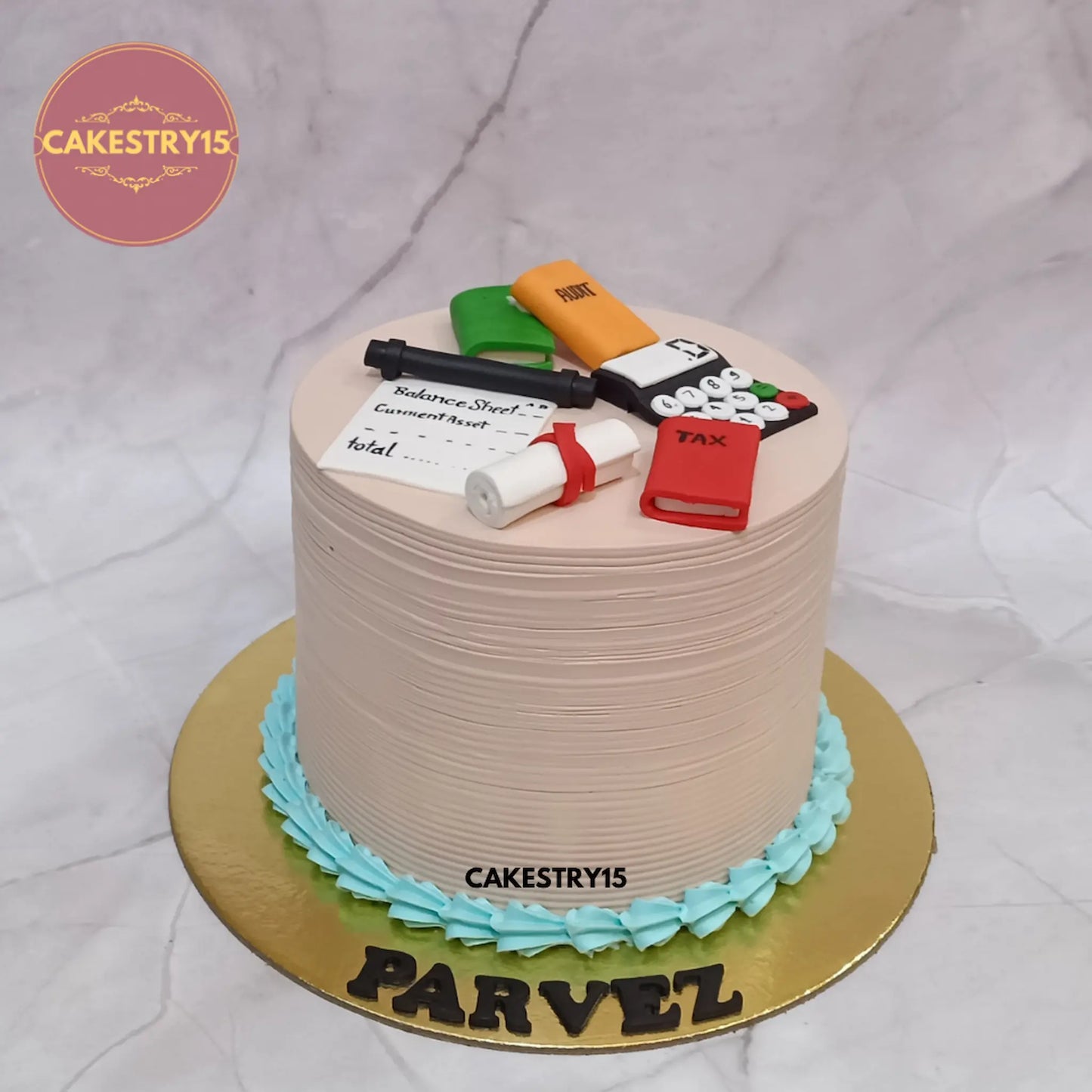 1kg butterscotch corporate accountant birthday cake with calculator and tax file theme from Cakestry15 Noida