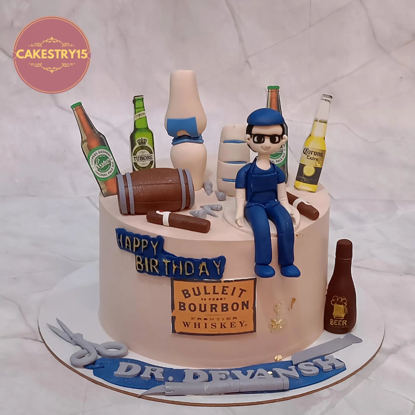 Doctor theme kids birthday cake in chocolate flavour from a theme cake Noida bakery offering fresh eggless cakes