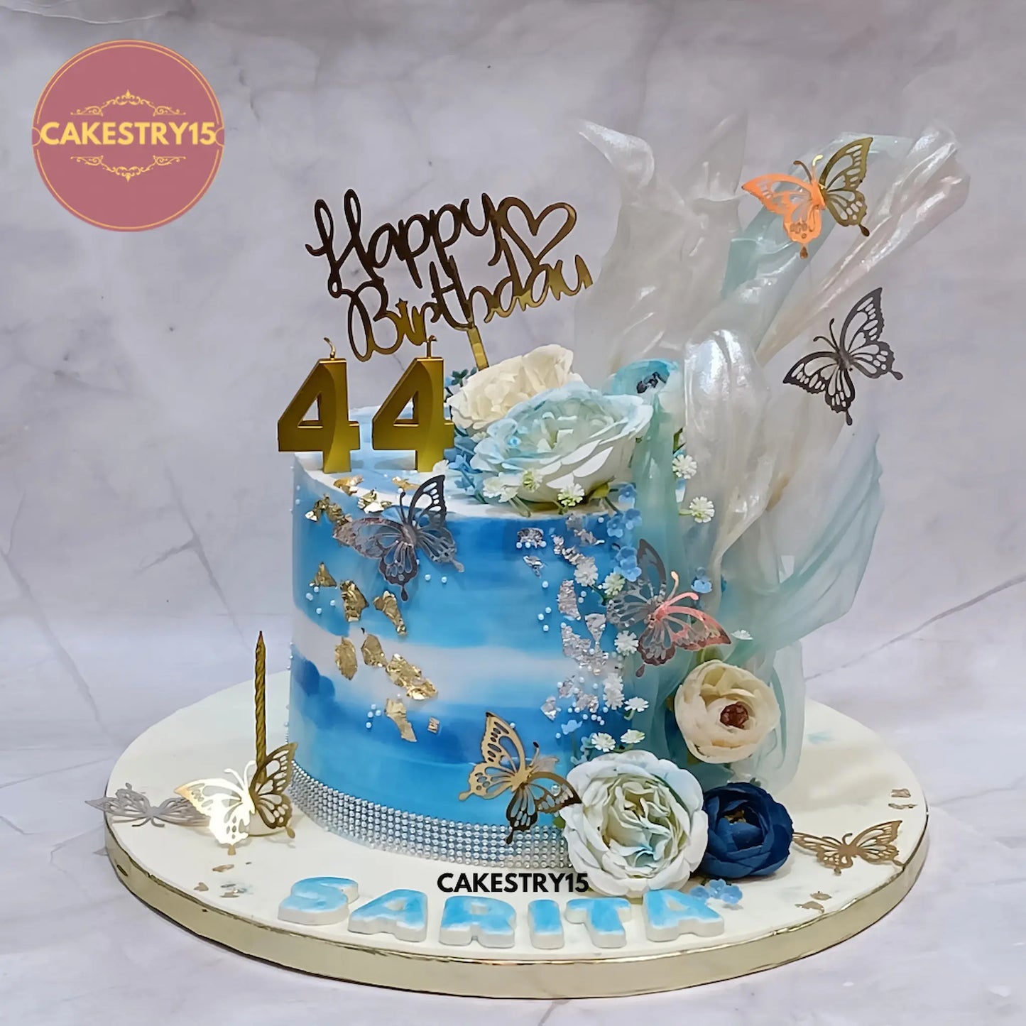 Floral Elegance eggless choco vanilla birthday cake with elegant floral design, custom theme cake in Noida by Cakestry15