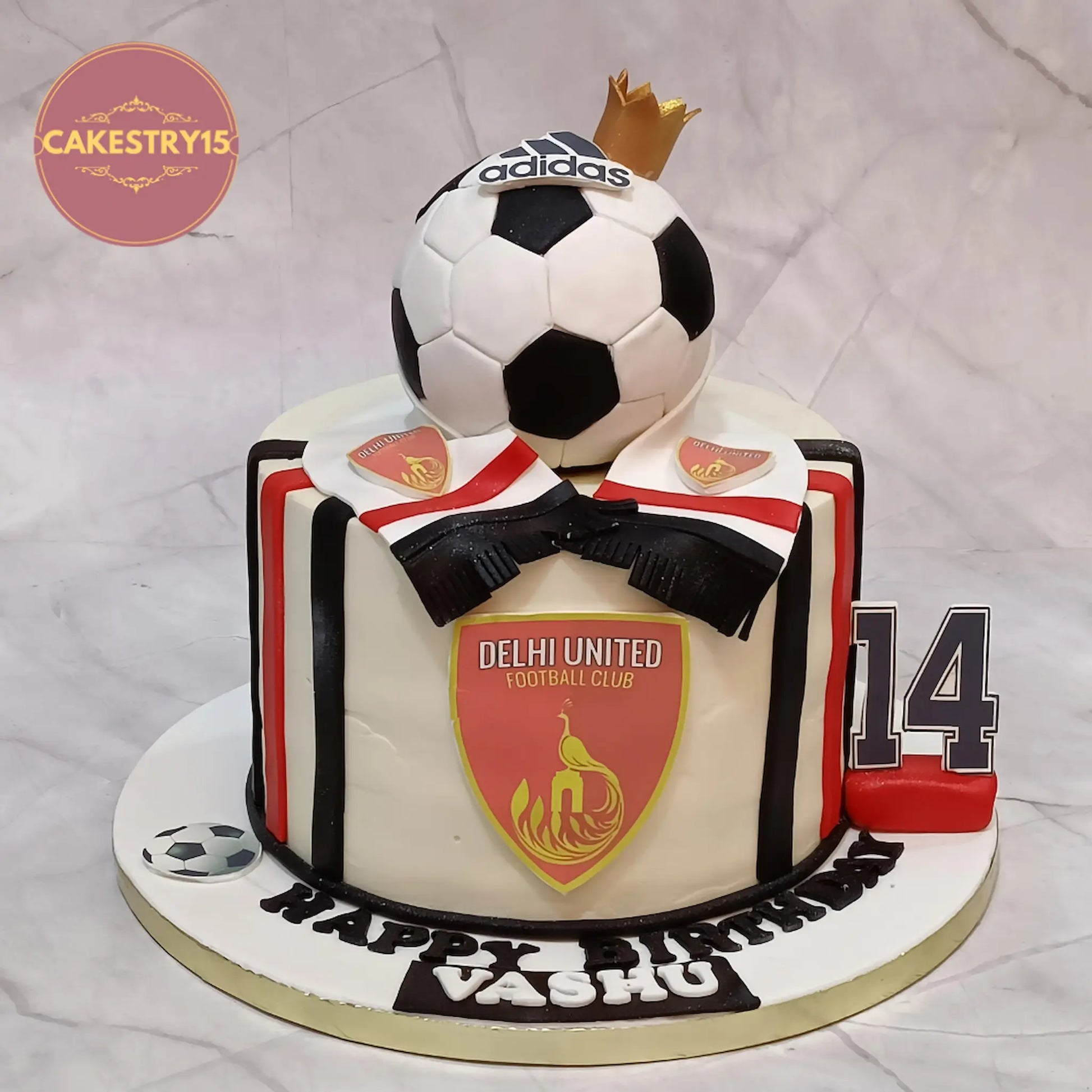 Football theme kids birthday cake with choco vanilla flavour, perfect theme cake Noida from eggless cakes collection