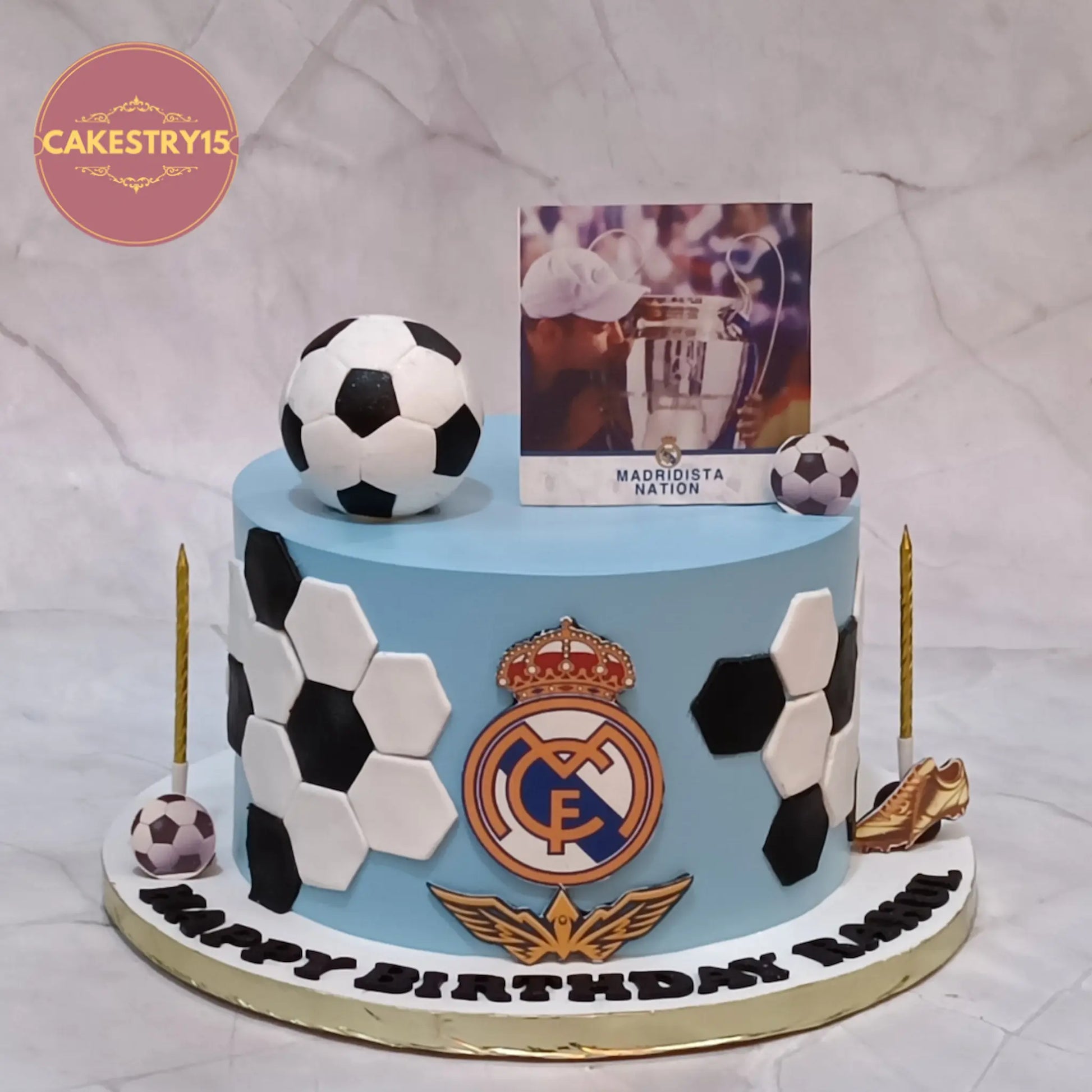 Football theme kids birthday cake Rahul design, premium theme cake Noida from eggless cakes collection