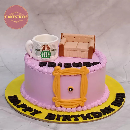 Friends theme kids birthday cake inspired by the iconic comedy show, handcrafted as a theme cake Noida using premium eggless cakes.