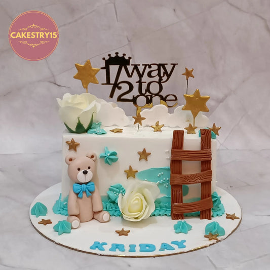 Half birthday kids birthday cake theme cake Noida from Cakestry15 made as fresh eggless cakes for baby celebrations