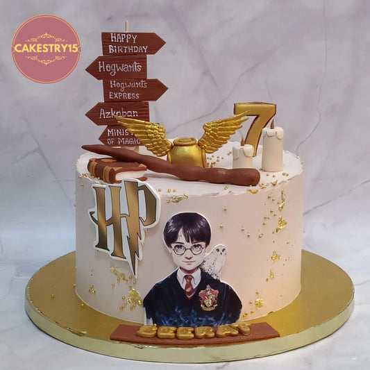 Harry Potter Wizarding World kids birthday cake designed as a premium theme cake Noida families choose for eggless cakes and magical celebrations.