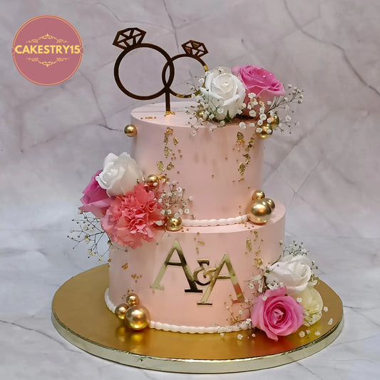 Elegant engagement theme cake Noida made with eggless cakes, suitable for special celebrations