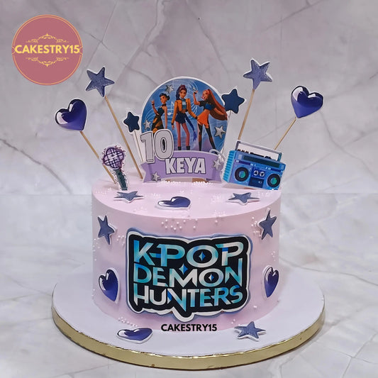 K-Pop Demon Hunters Theme Birthday Cake 2kg