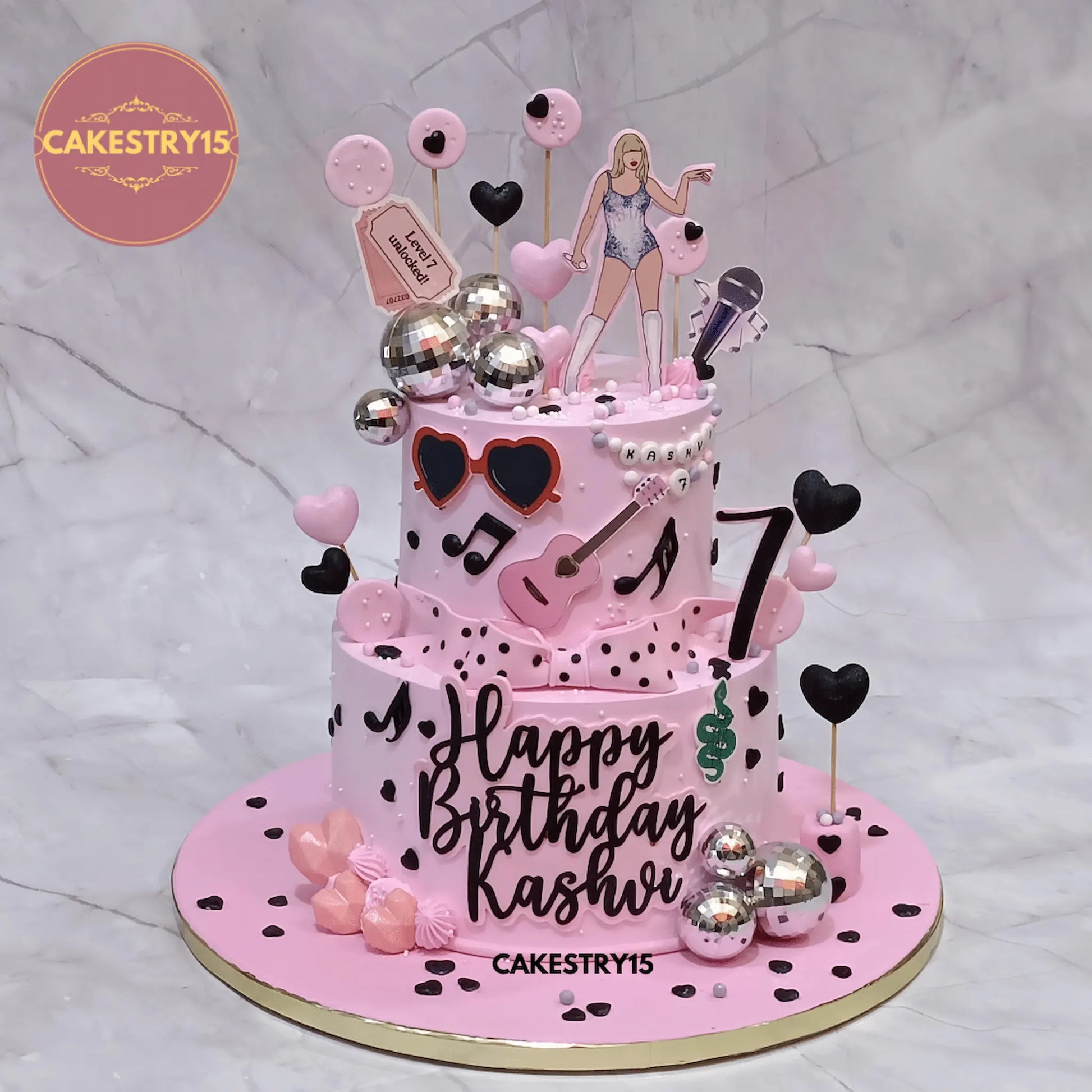 4kg Taylor Swift theme choco chips cake for 7th birthday by Cakestry15 in Noida