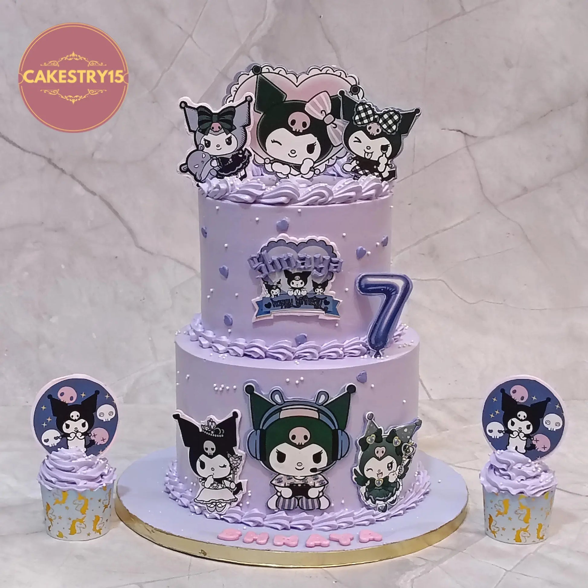 Kuromi theme kids birthday cake with purple design, a premium theme cake Noida customers prefer among eggless cakes