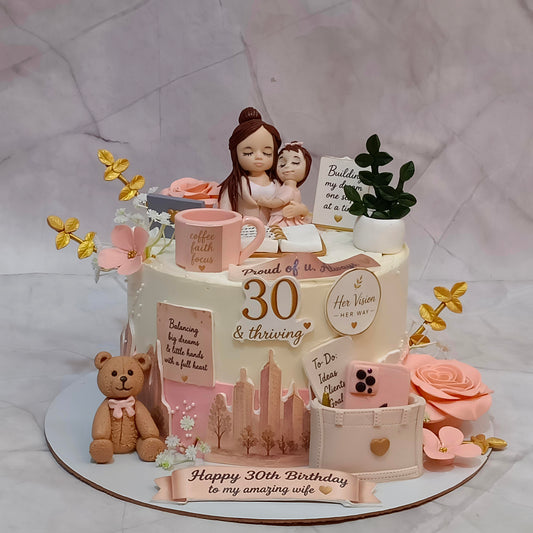 Luxury birthday cake for wife featuring handcrafted fondant details, a premium eggless theme cake in Noida for memorable celebrations.