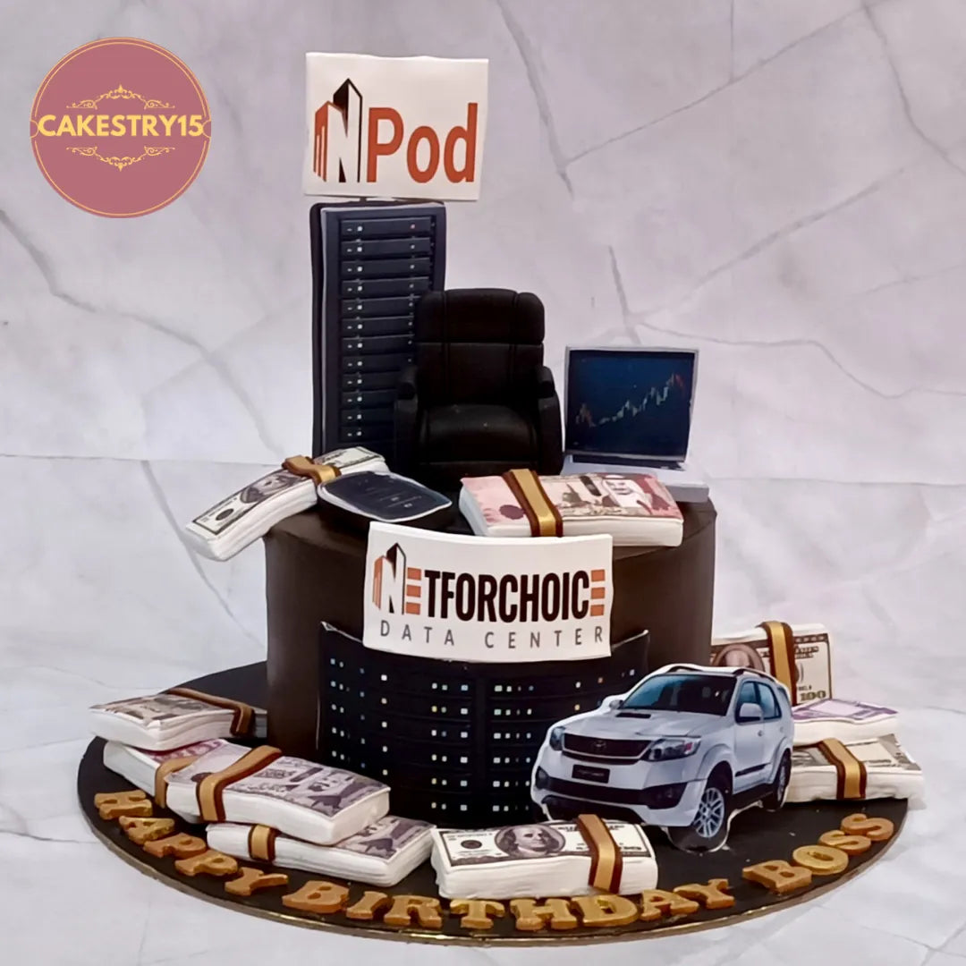 Luxury corporate theme birthday cake inspired custom design with eggless cakes and premium theme cake Noida styling from Cakestry15.