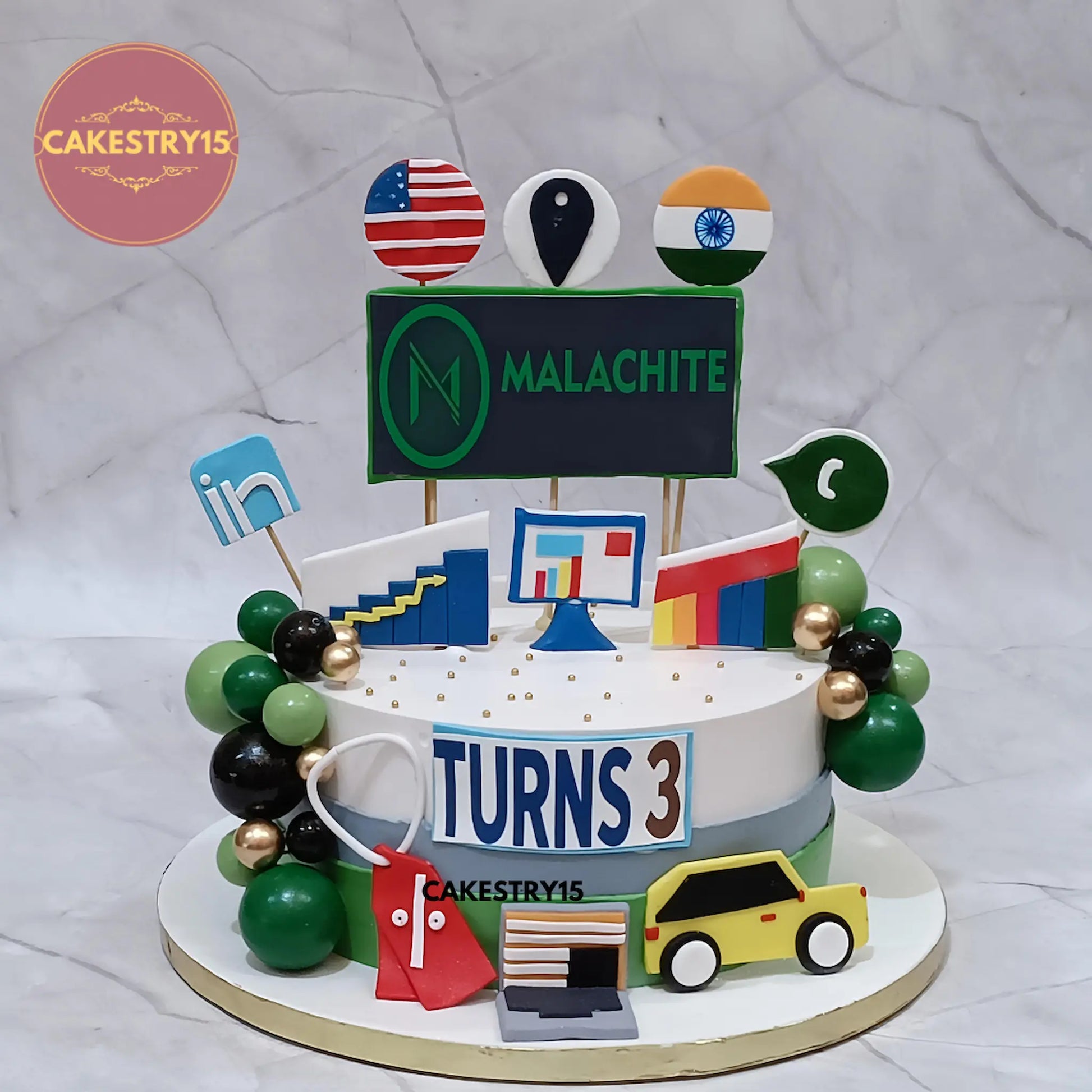 2kg black forest corporate anniversary cake for Malachite Technologies by Cakestry15 Noida