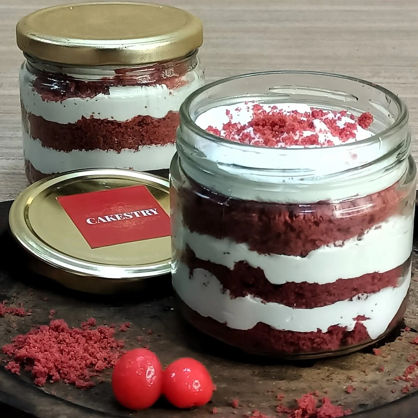 Red velvet jar cake with mascarpone cream from Cakestry15, perfect for gifting