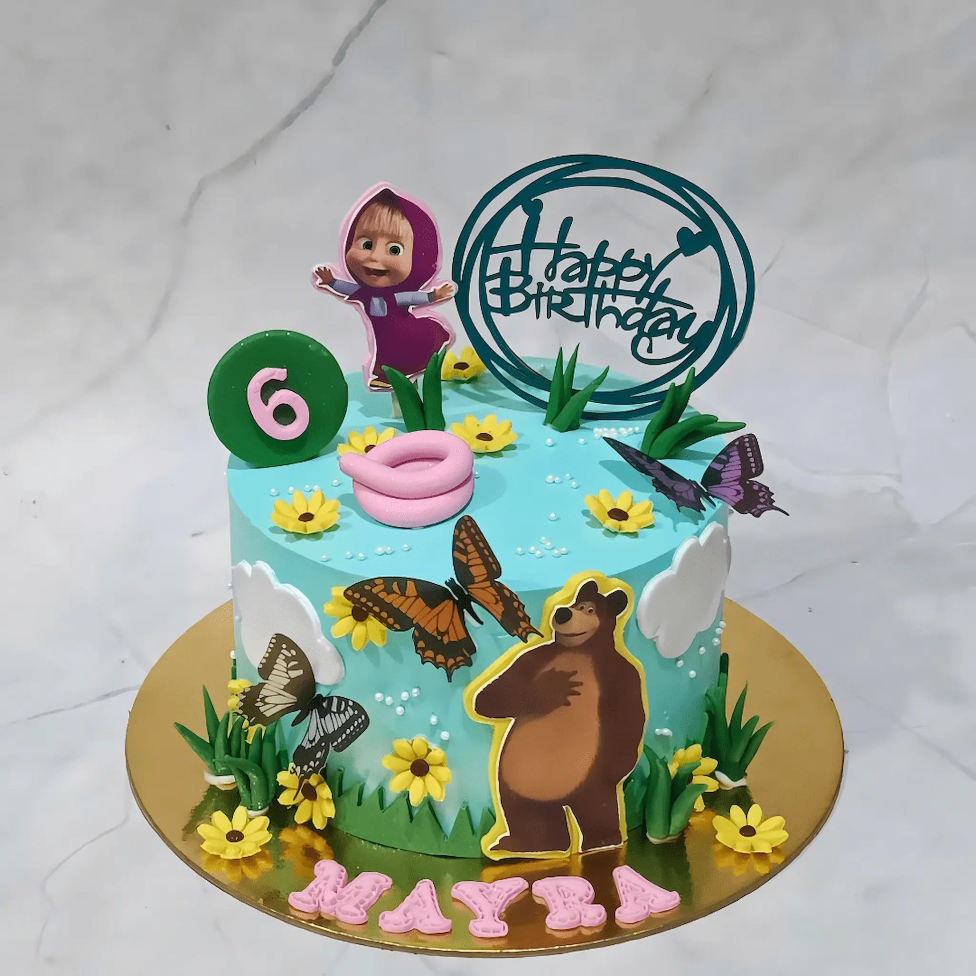 Masha and the Bear kids birthday cake theme cake Noida made with premium eggless cakes
