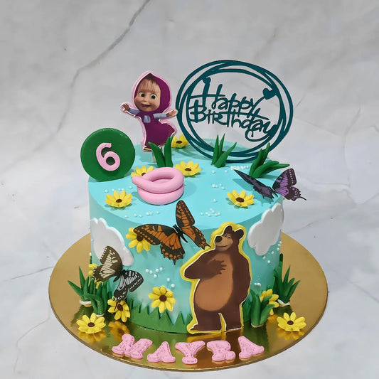Masha and the Bear kids birthday cake theme cake Noida made with premium eggless cakes