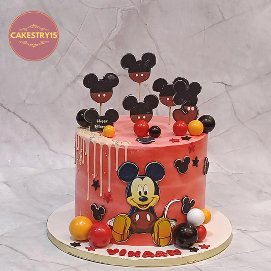 Mickey Mouse kids birthday cake theme cake Noida made with fresh eggless cakes in pineapple flavour