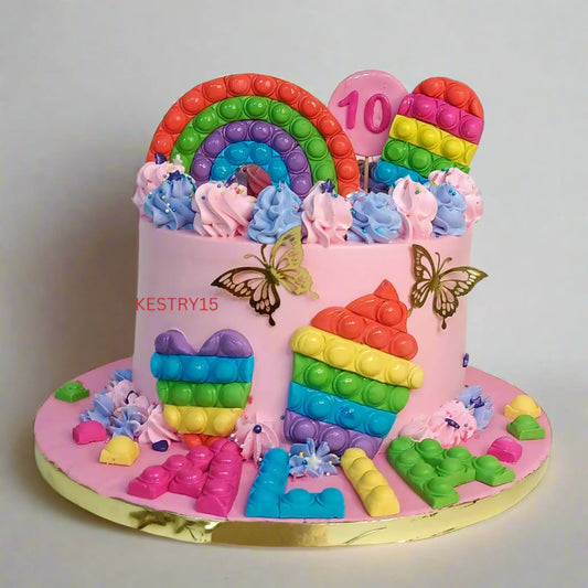 Kids birthday cake with pop it theme cake Noida design made with premium eggless cakes in chocolate flavour