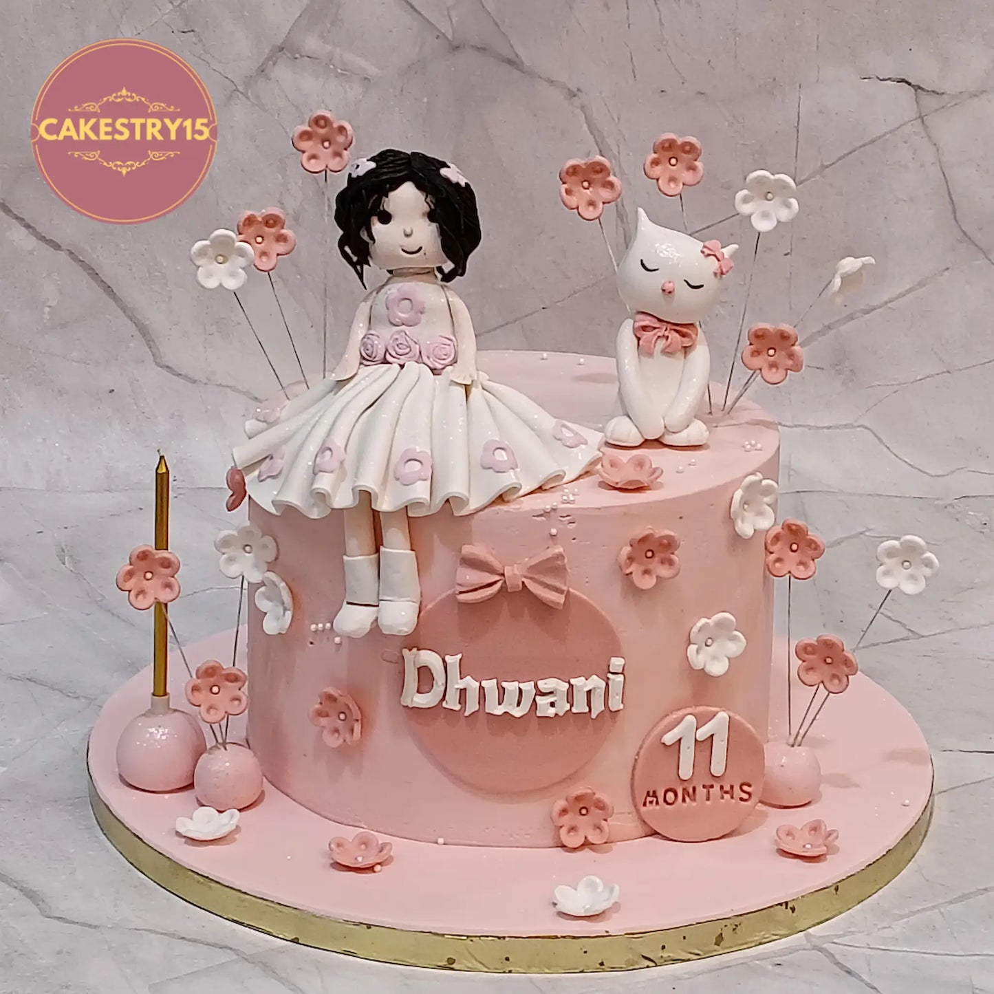 Premium kids birthday cake with floral design, theme cake Noida made with eggless cakes for milestone celebration