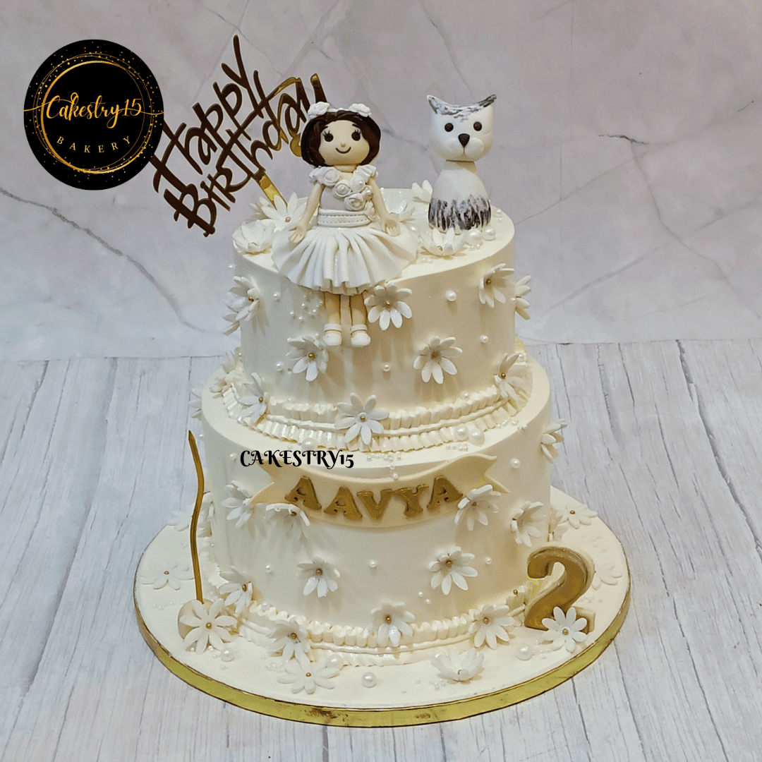 princess theme 3kg size 2tier pineapple flavor 2nd birthday cake by cakestry15 noida,full image