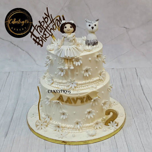 princess theme 3kg size 2tier pineapple flavor 2nd birthday cake by cakestry15 noida,full image