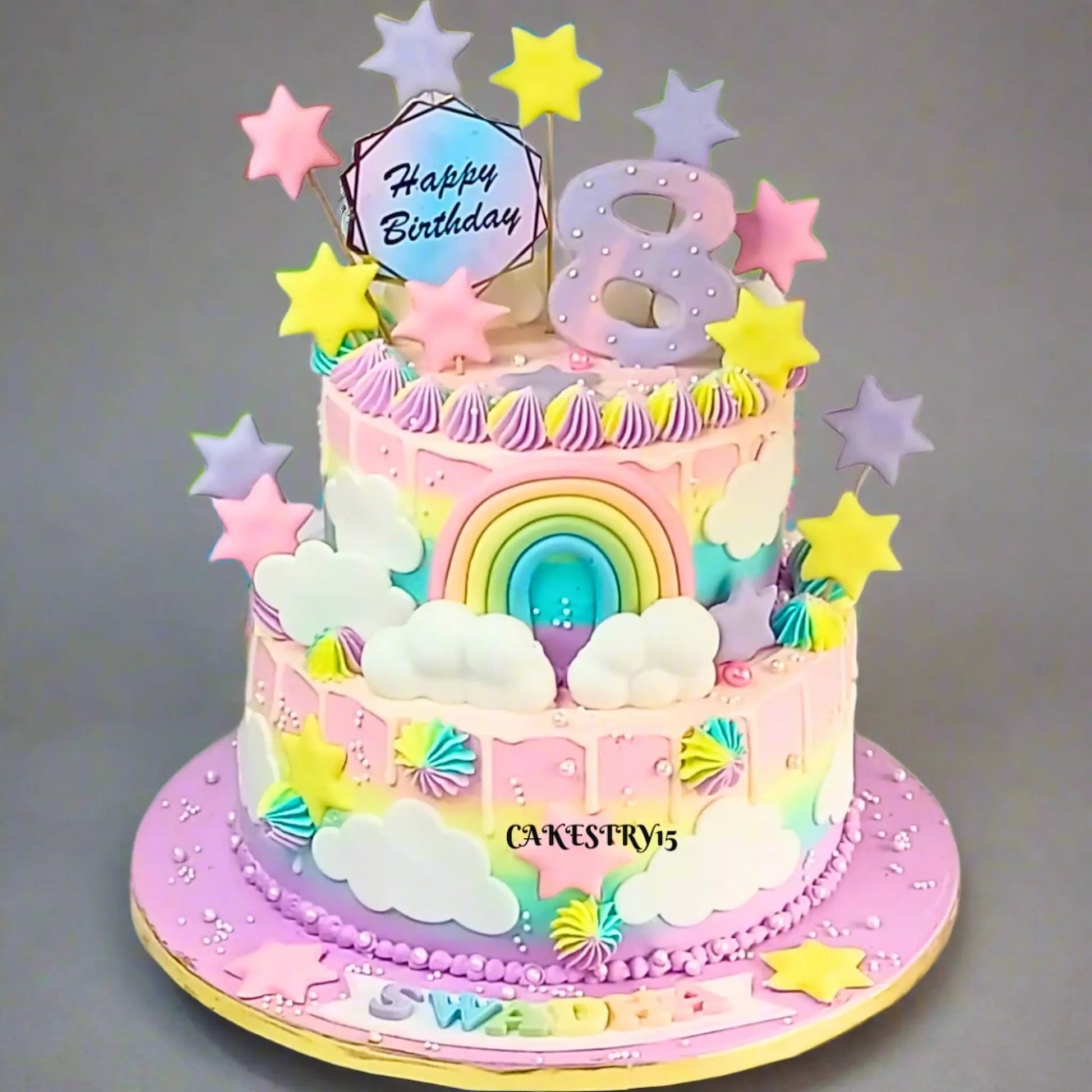 Rainbow kids birthday cake design, premium theme cake Noida from eggless cakes bakery