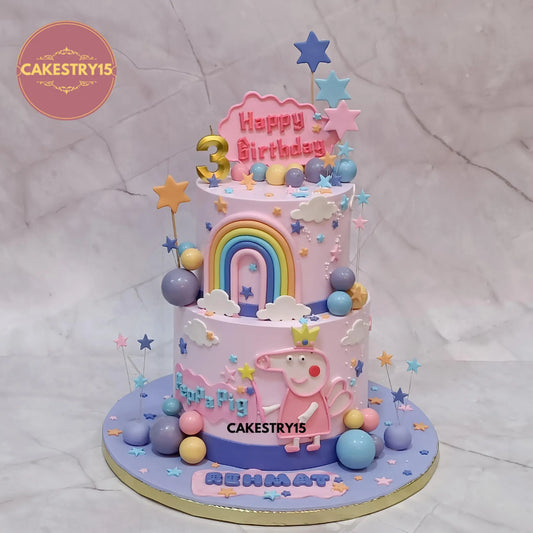 3kg choco vanilla Peppa Pig theme cake for kids birthday by Cakestry15 in Noida