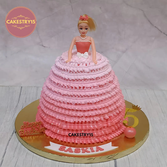 2kg chocolate Barbie birthday cake with pink frill gown design from Cakestry15
