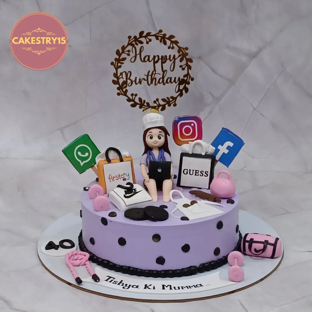 Premium eggless cakes with shopaholic design for kids birthday cake and theme cake Noida celebrations.