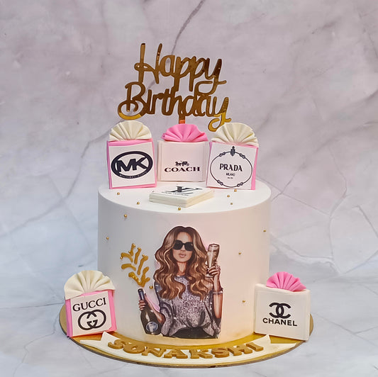 custom shopaholic birthday cake for girls in chocolate truffle flavour by cakestry15 noida