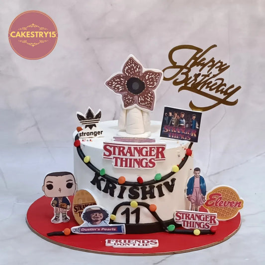 Stranger Things kids birthday cake with Demogorgon design and Netflix theme styling, premium eggless cakes and theme cake Noida for birthday celebrations