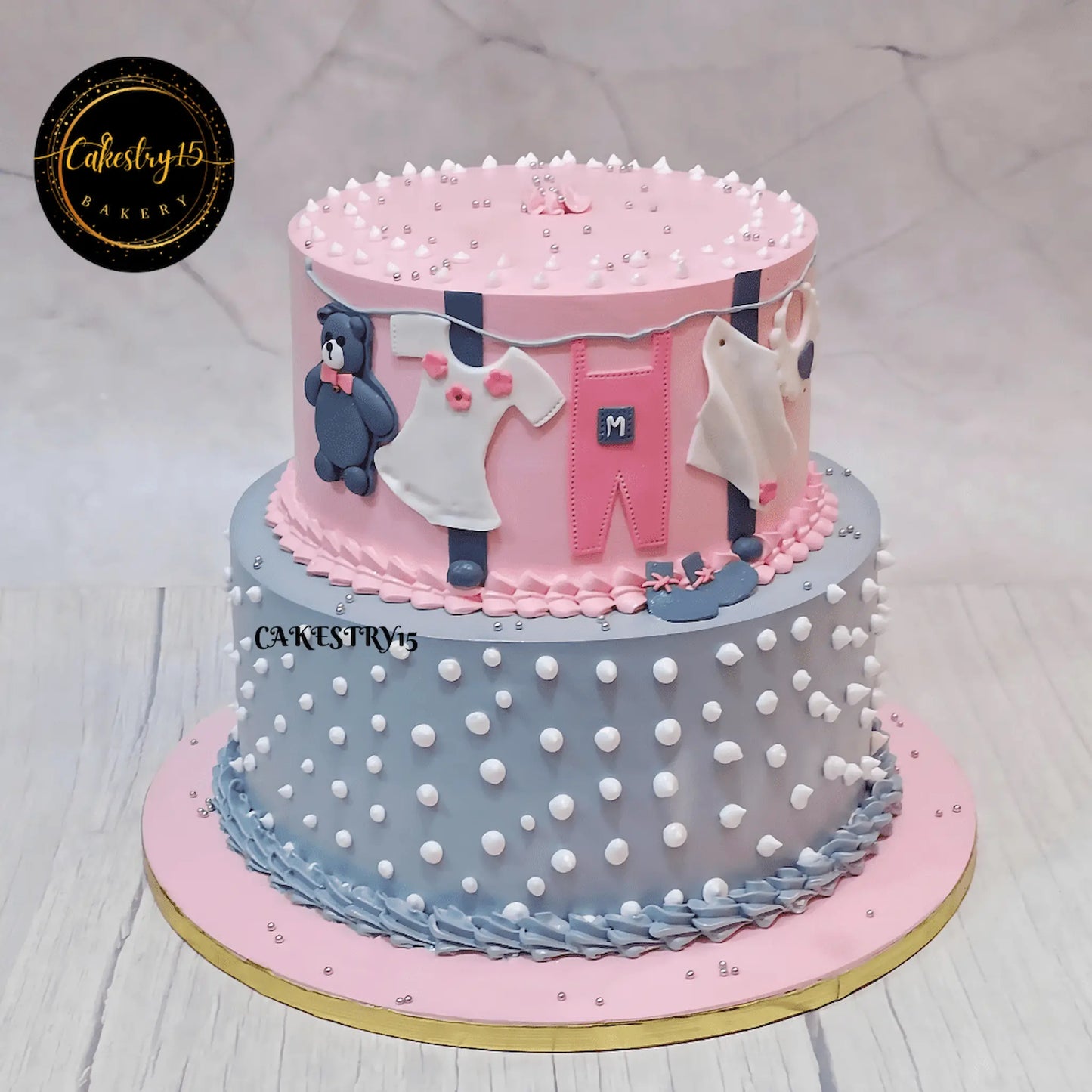 Elegant teddy baby shower cake 5kg pineapple eggless theme cake by Cakestry15 Noida