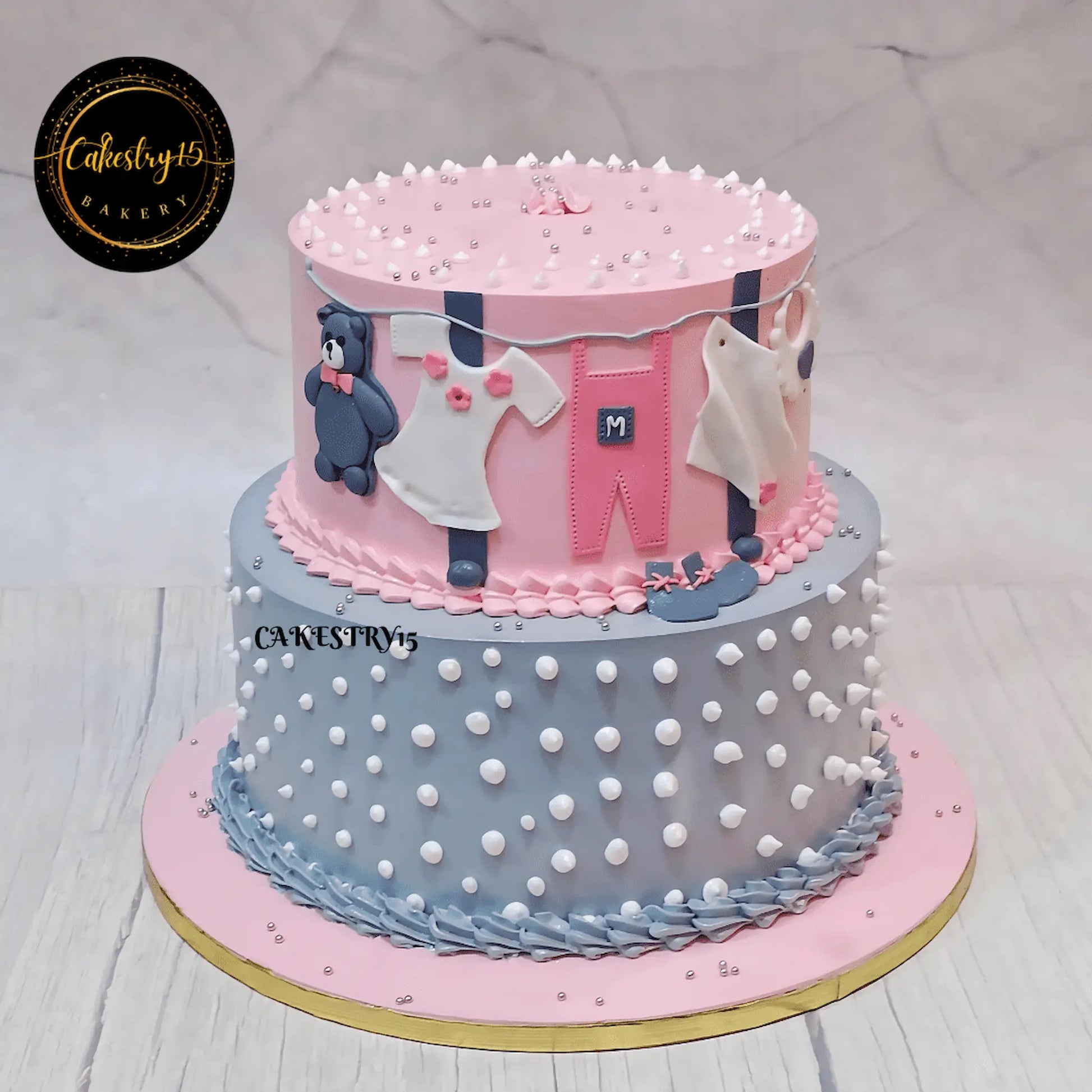 Elegant teddy baby shower cake 5kg pineapple eggless theme cake by Cakestry15 Noida