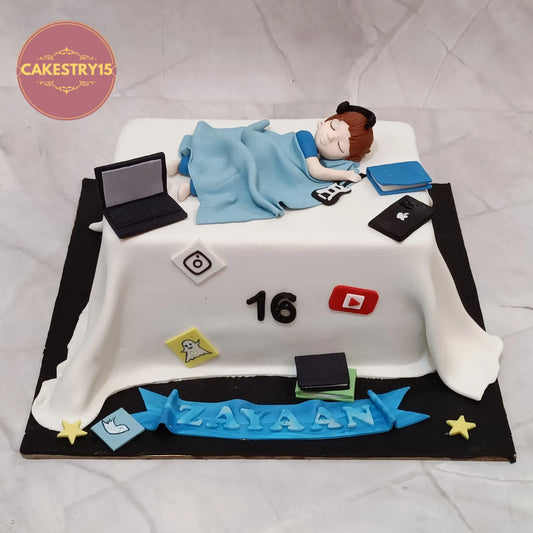 Teen boy kids birthday cake with custom design, premium theme cake Noida from eggless cakes collection