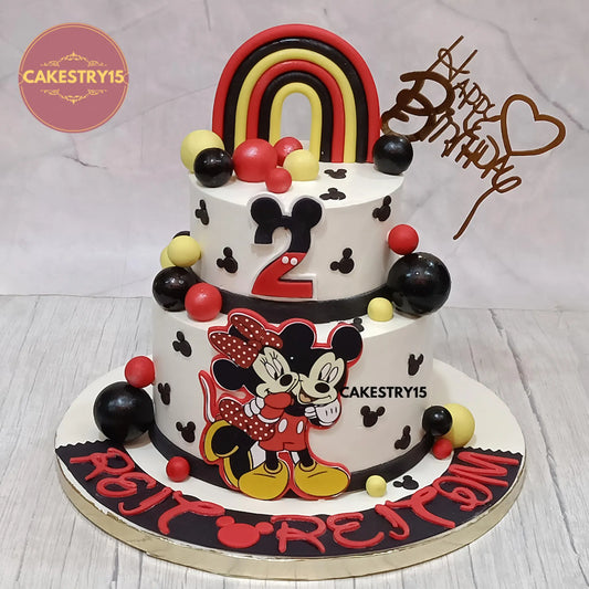 3kg twins birthday Disney theme cake with Mickey and Minnie from Cakestry15 Noida

