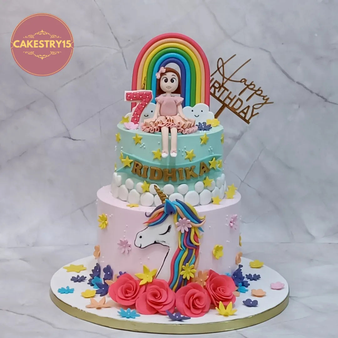 eggless unicorn theme 7th birthday cake for girls 