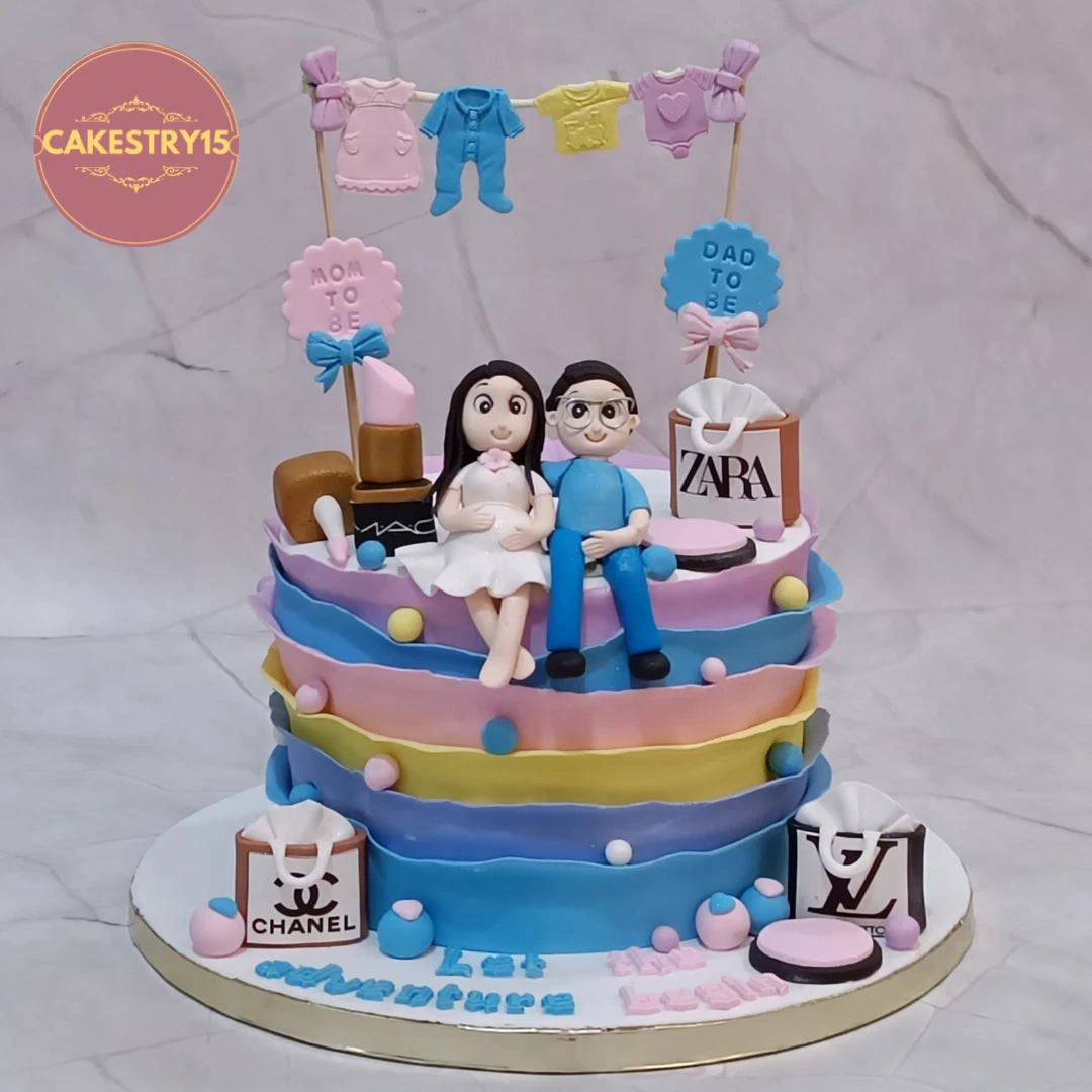 Eggless welcome baby kids birthday cake and theme cake Noida in chocolate flavour designed for baby shower celebrations.